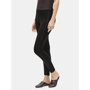 NWT Eileen Fisher Tencel Ponte Satin‎ Side Trim Leggings Black XS